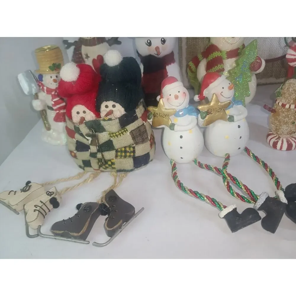 Large Lot New& Vintage Snowman Themed Christmas Decor Hallmark, Selvestri & more